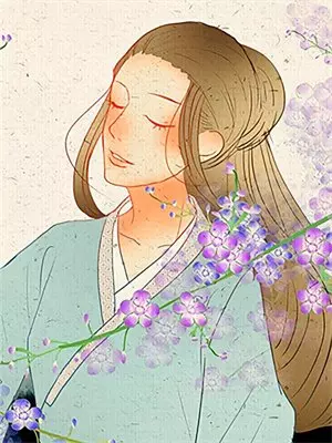 她穿着红花棉袄